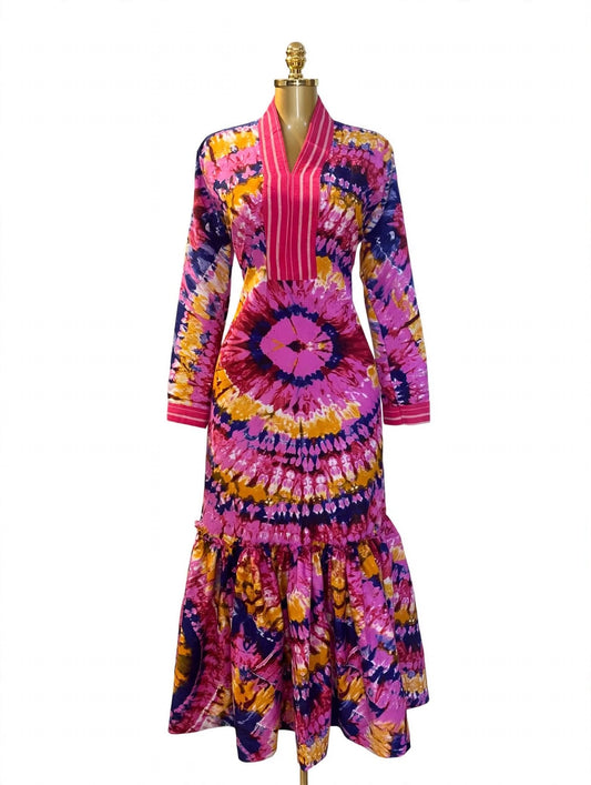 Aisha - Tie-Dye & Aso Oke Maxi Dress